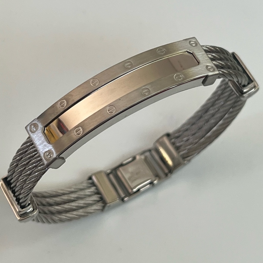 ED FORCE Bangle  Bracelet Stainless Steel Rope & clasp industrial modern